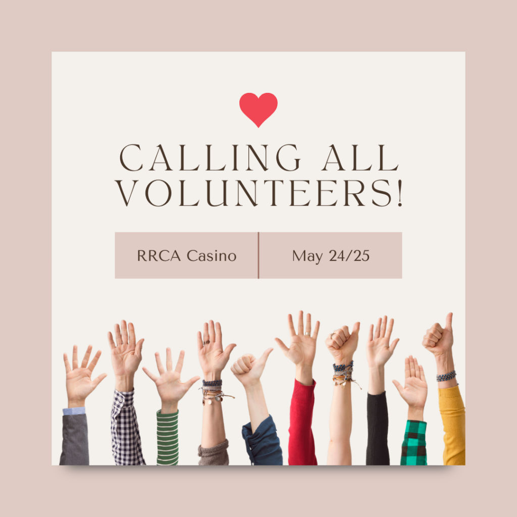 RRCA Casino May 24/25 – Volunteers Needed!